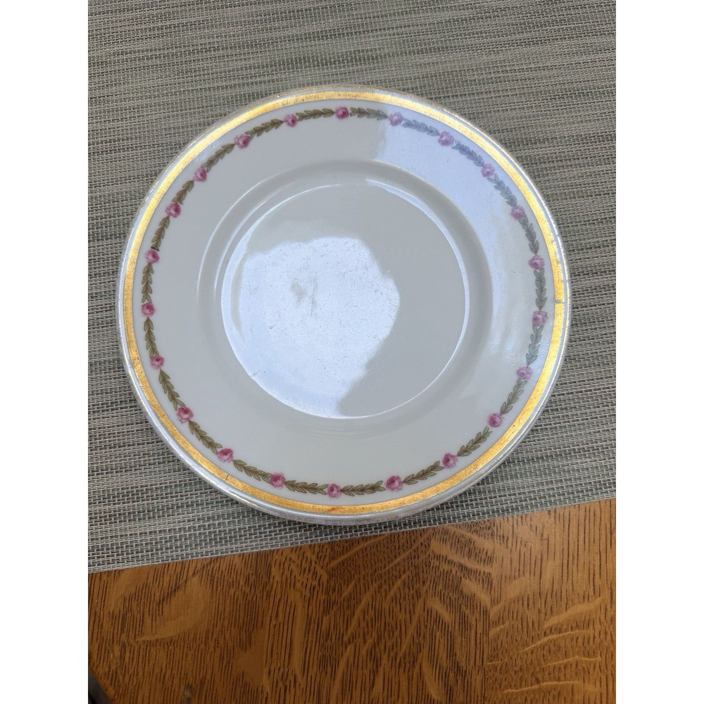 Antique Bernardaud Limoges 7" Salad Plate Gold Trim Roses